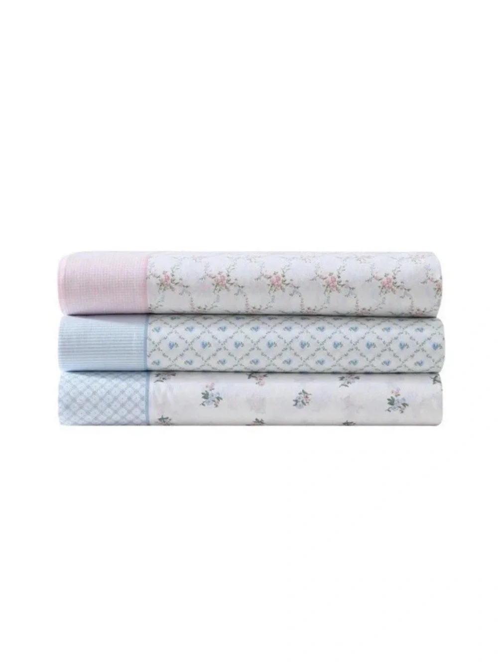 Laura Ashley Lynda Pink Floral Full Sheet Set Cotton Percale 4-Piece NWT